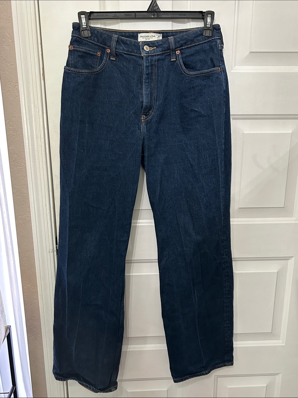 Abercrombie & Fitch High Rise The 90s Relaxed Jean in Dark Wash Curve Love